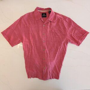Jamaica Jaxx 100% Silk Sz XL Men's AOP Pink Floral Button Up Casual Hawaiian